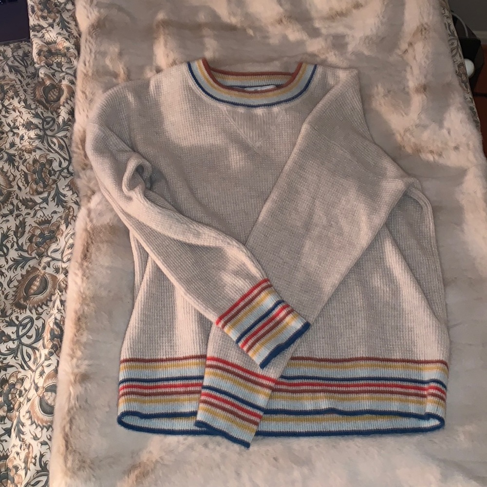 Madewell 100% Cashmere Color Stripe Crewneck Sweater